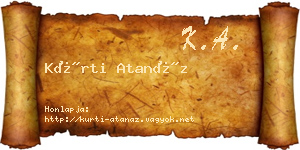 Kürti Atanáz névjegykártya